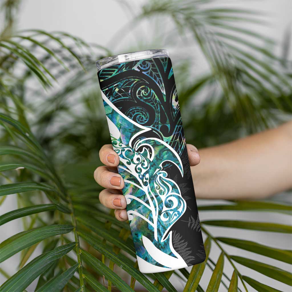 Proud Aotearoa Skinny Tumbler Maori Silver Fern Mix Paua Shell Pattern