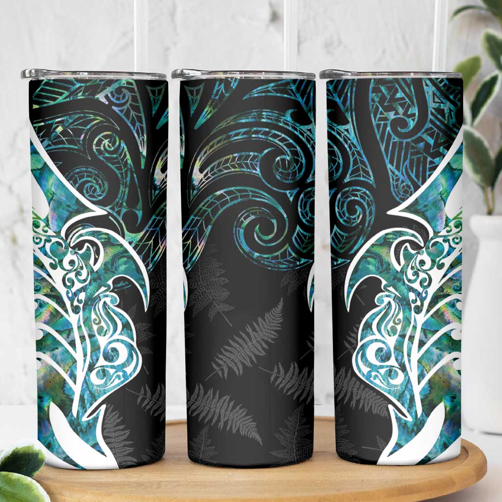 Proud Aotearoa Skinny Tumbler Maori Silver Fern Mix Paua Shell Pattern