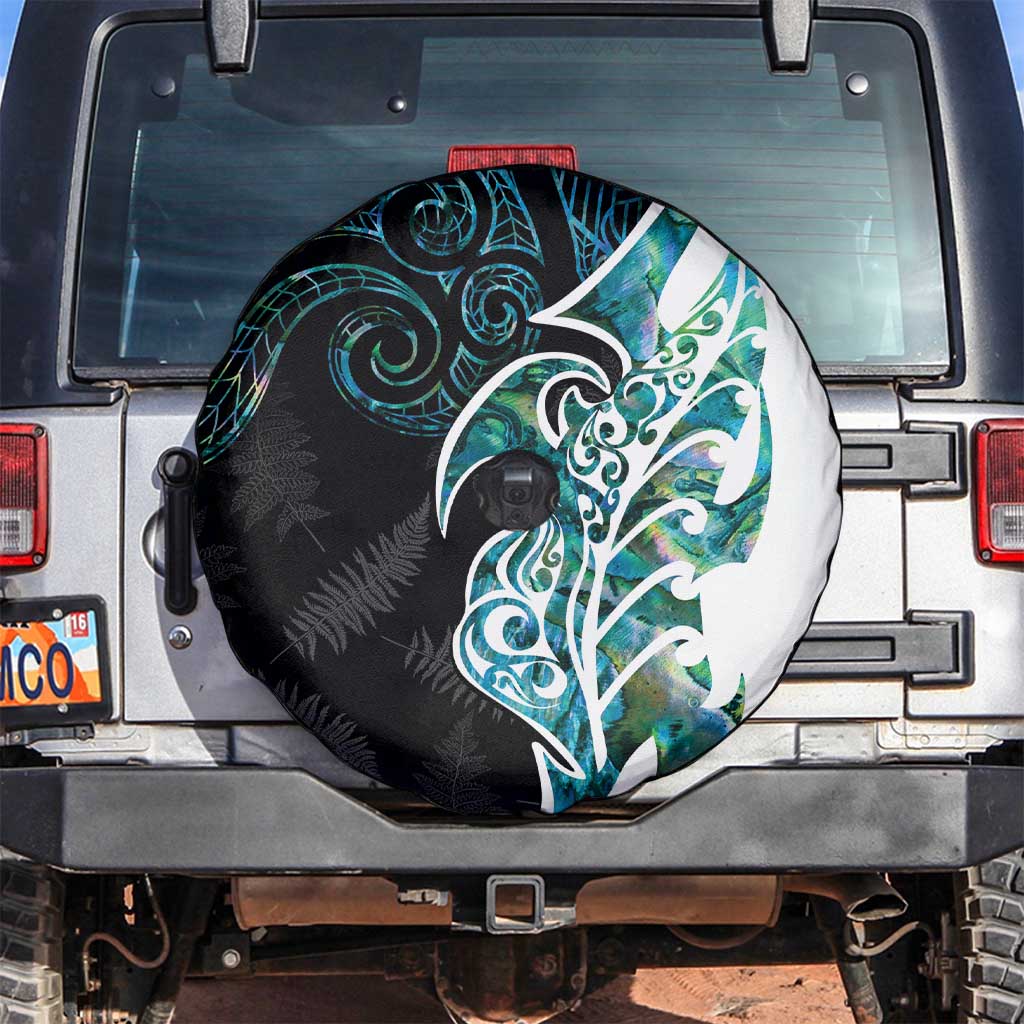 Proud Aotearoa Spare Tire Cover Maori Silver Fern Mix Paua Shell Pattern - Vibe Hoodie Shop