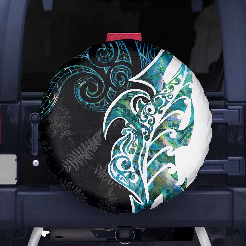 Proud Aotearoa Spare Tire Cover Maori Silver Fern Mix Paua Shell Pattern - Vibe Hoodie Shop