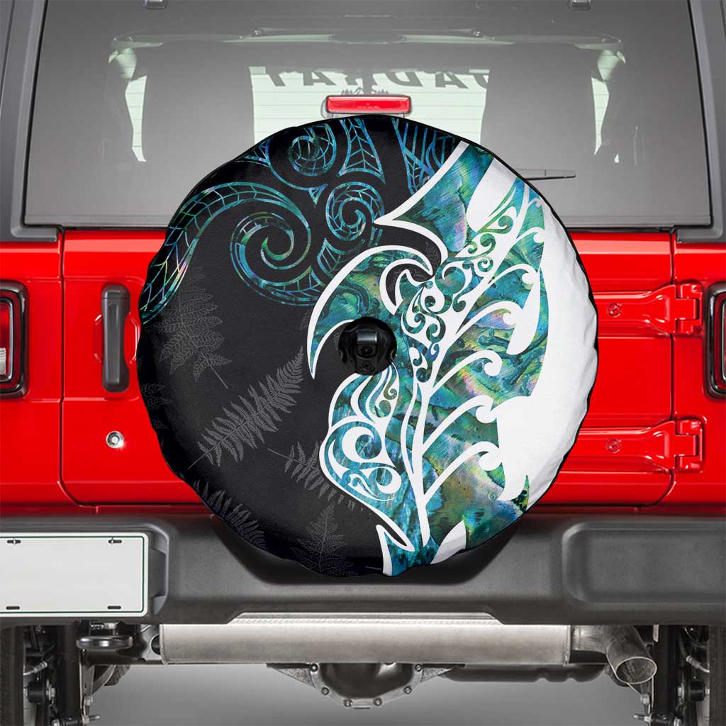 Proud Aotearoa Spare Tire Cover Maori Silver Fern Mix Paua Shell Pattern - Vibe Hoodie Shop