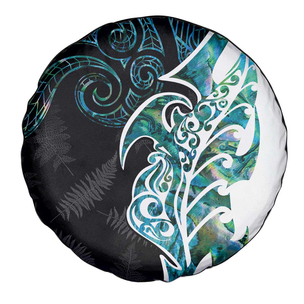 Proud Aotearoa Spare Tire Cover Maori Silver Fern Mix Paua Shell Pattern - Vibe Hoodie Shop