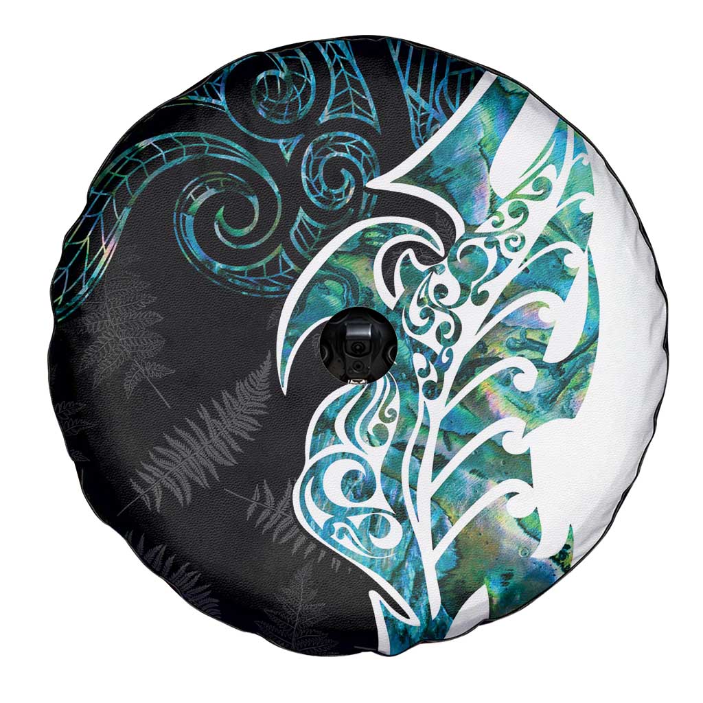 Proud Aotearoa Spare Tire Cover Maori Silver Fern Mix Paua Shell Pattern - Vibe Hoodie Shop