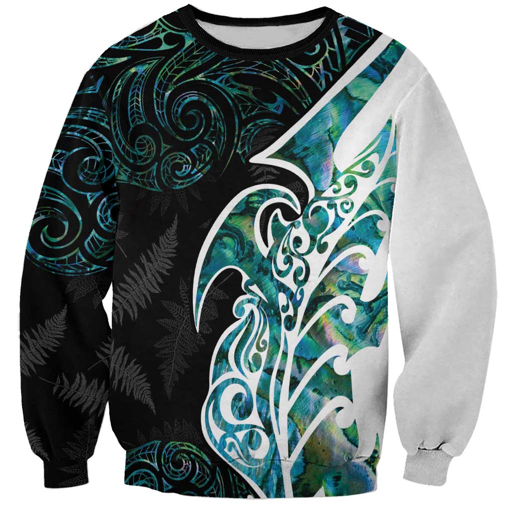 Proud Aotearoa Sweatshirt Maori Silver Fern Mix Paua Shell Pattern - Vibe Hoodie Shop