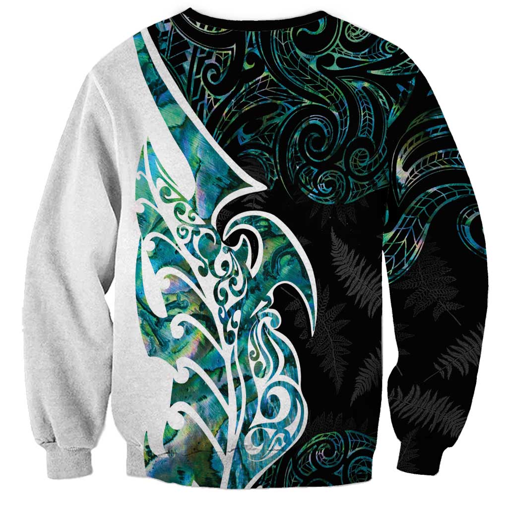 Proud Aotearoa Sweatshirt Maori Silver Fern Mix Paua Shell Pattern - Vibe Hoodie Shop