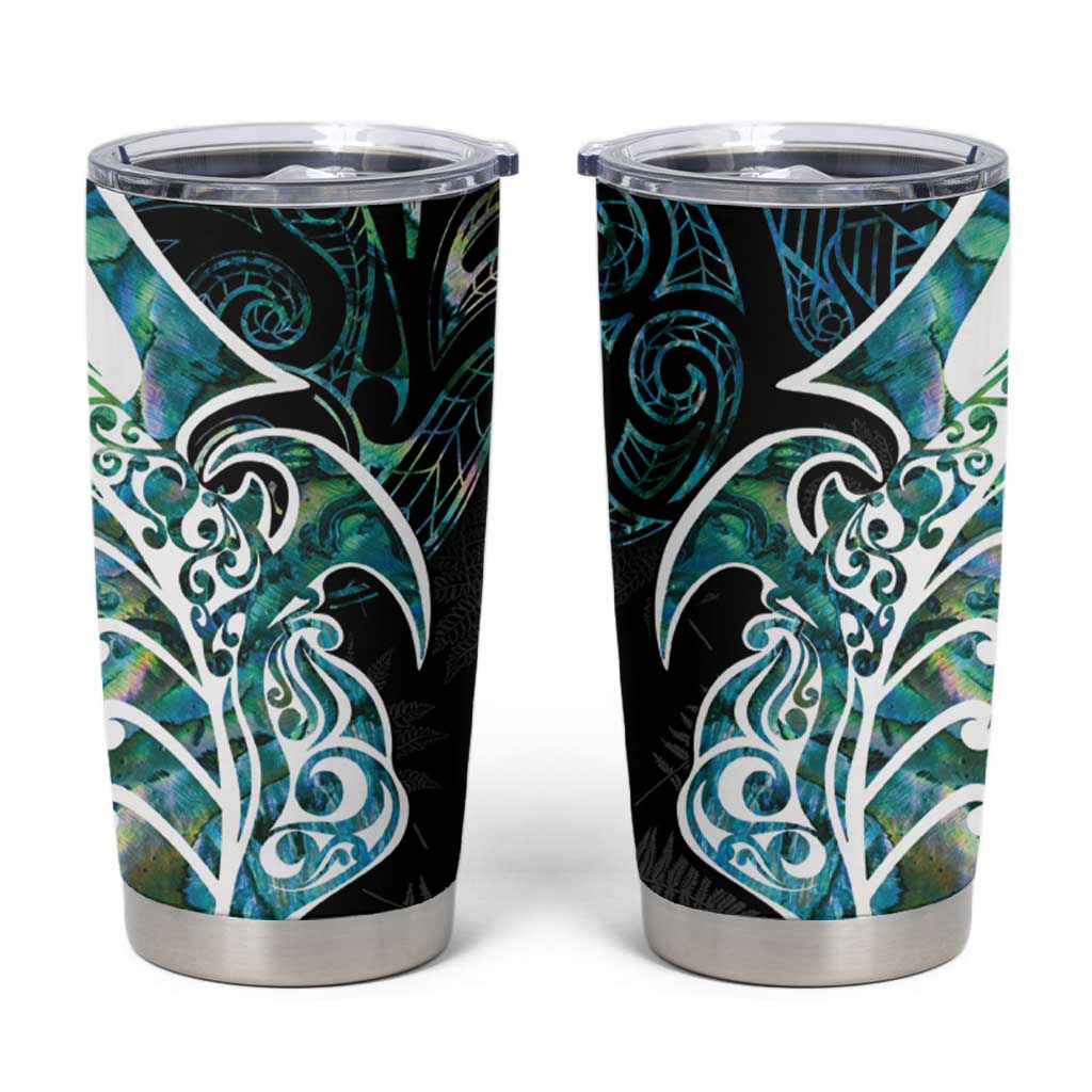 Proud Aotearoa Tumbler Cup Maori Silver Fern Mix Paua Shell Pattern