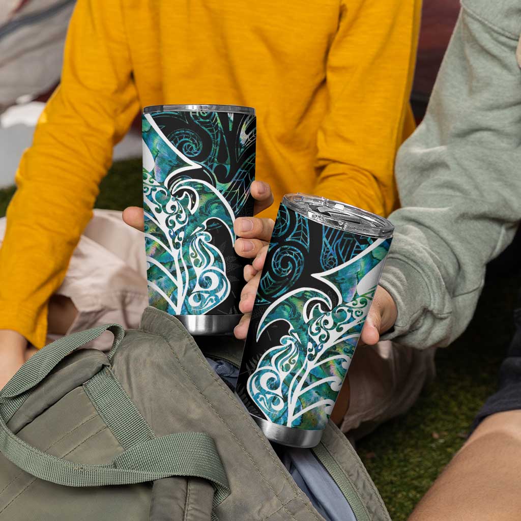 Proud Aotearoa Tumbler Cup Maori Silver Fern Mix Paua Shell Pattern