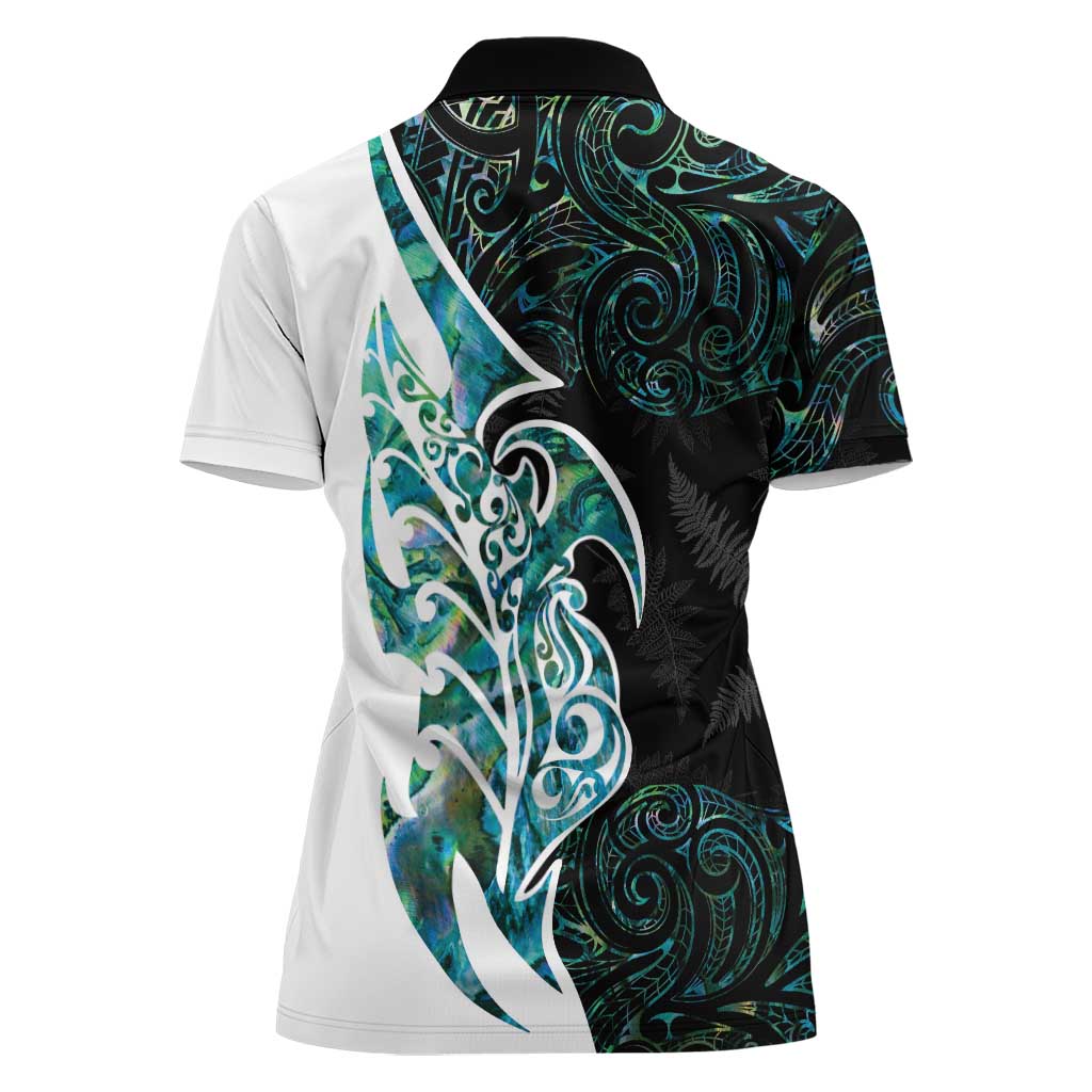 Proud Aotearoa Women Polo Shirt Maori Silver Fern Mix Paua Shell Pattern - Vibe Hoodie Shop