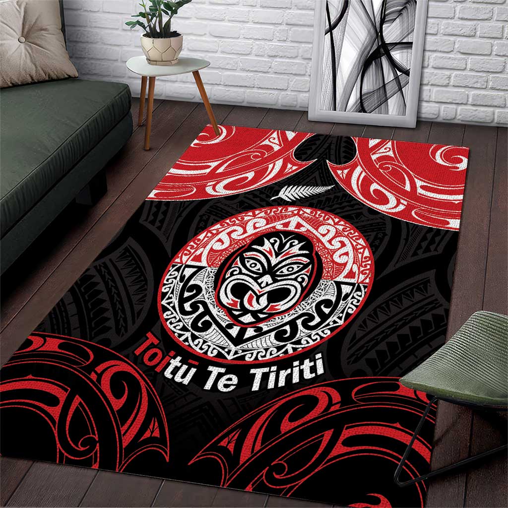 Aotearoa Toitu Te Tiriti Area Rug Haka Tiki Honour The Treaty - Vibe Hoodie Shop