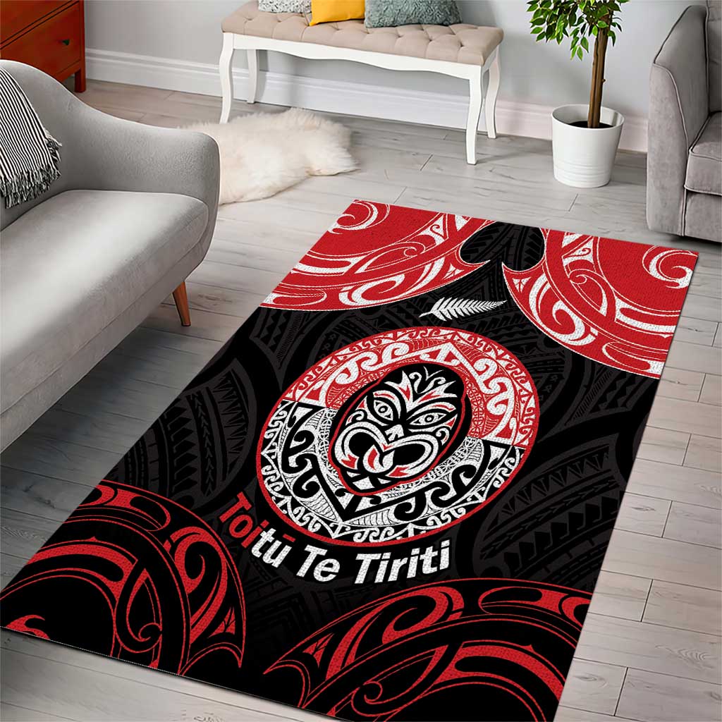 Aotearoa Toitu Te Tiriti Area Rug Haka Tiki Honour The Treaty - Vibe Hoodie Shop