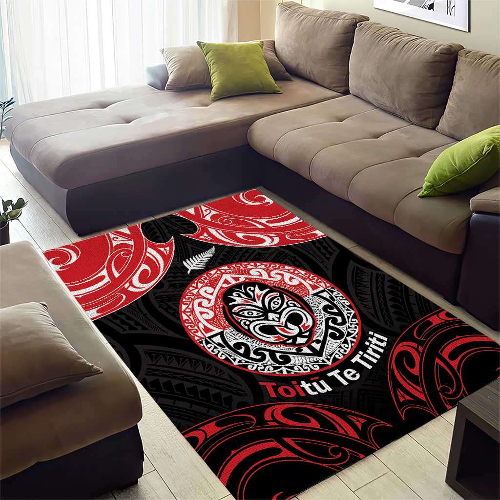 Aotearoa Toitu Te Tiriti Area Rug Haka Tiki Honour The Treaty - Vibe Hoodie Shop