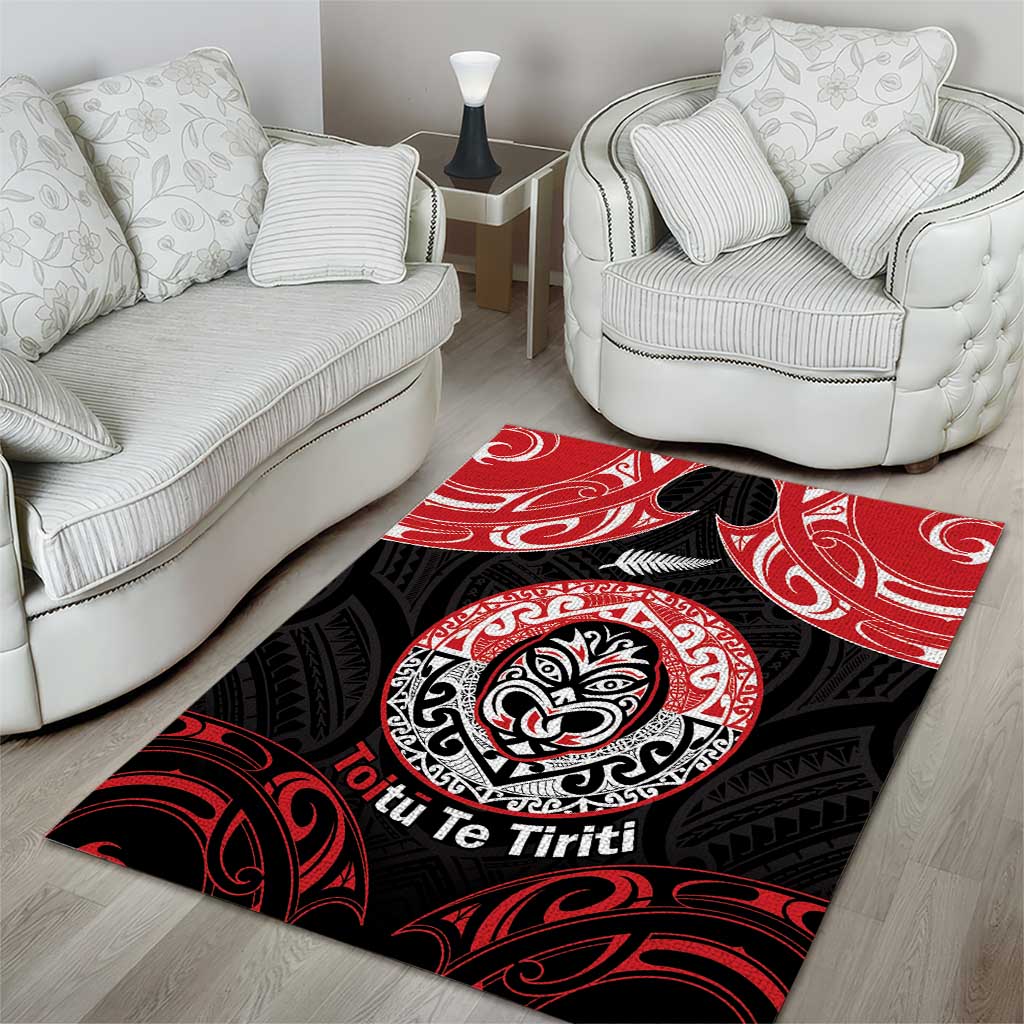 Aotearoa Toitu Te Tiriti Area Rug Haka Tiki Honour The Treaty - Vibe Hoodie Shop