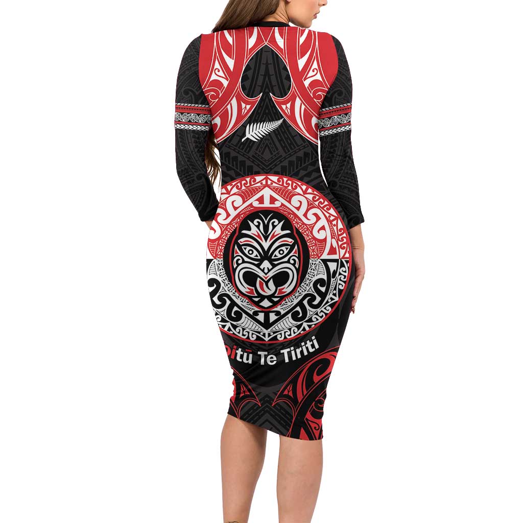 Aotearoa Toitu Te Tiriti Family Matching Long Sleeve Bodycon Dress and Hawaiian Shirt Haka Tiki Honour The Treaty