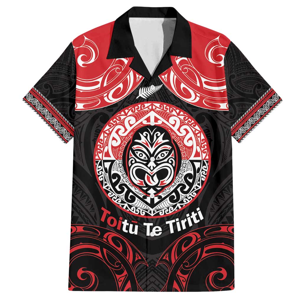 Aotearoa Toitu Te Tiriti Family Matching Off Shoulder Short Dress and Hawaiian Shirt Haka Tiki Honour The Treaty