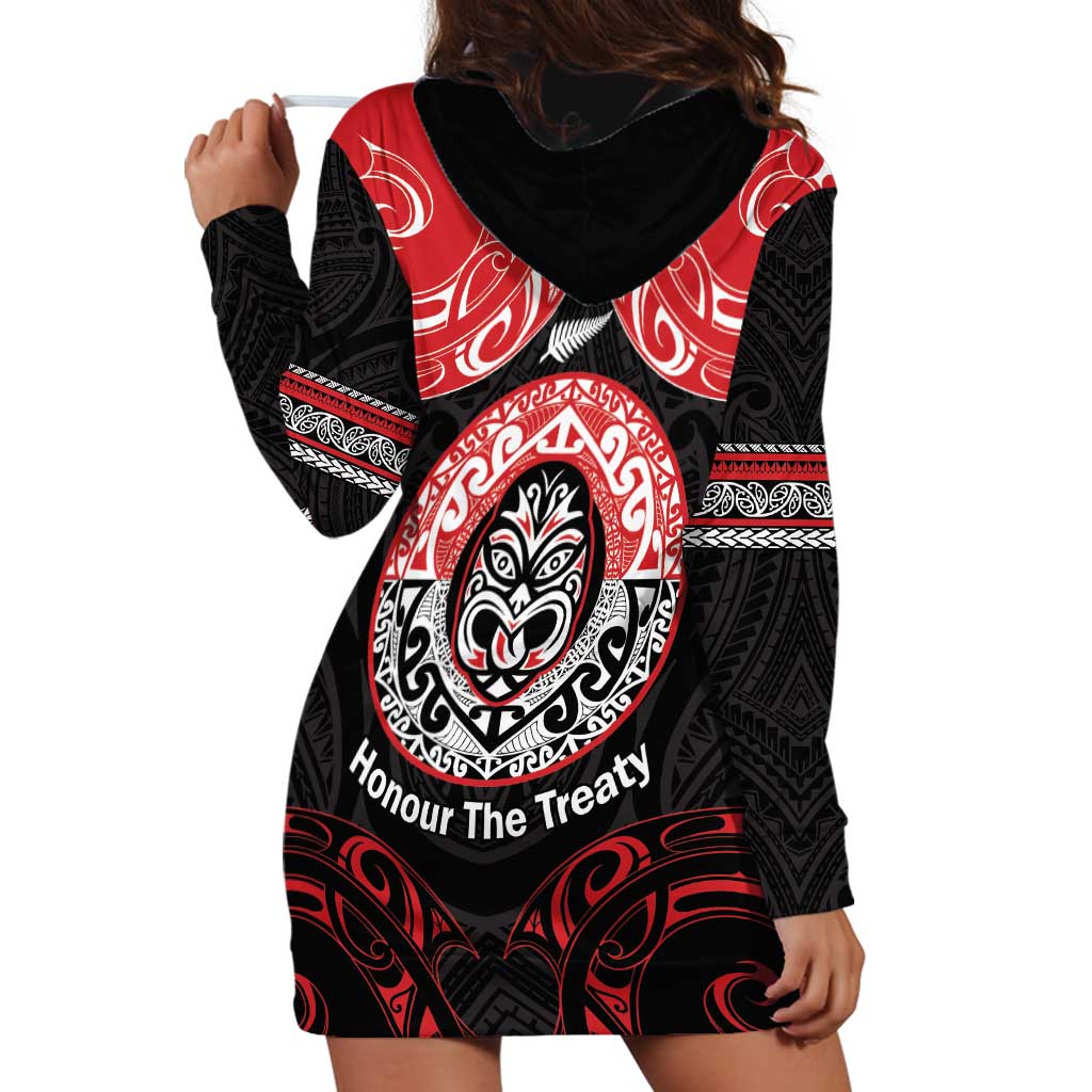 Aotearoa Toitu Te Tiriti Hoodie Dress Haka Tiki Honour The Treaty - Vibe Hoodie Shop