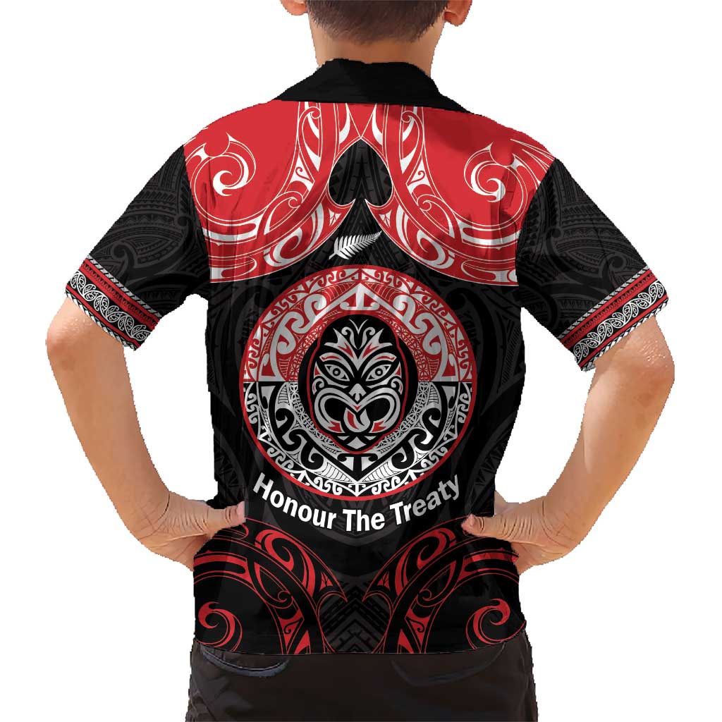 Aotearoa Toitu Te Tiriti Kid Hawaiian Shirt Haka Tiki Honour The Treaty