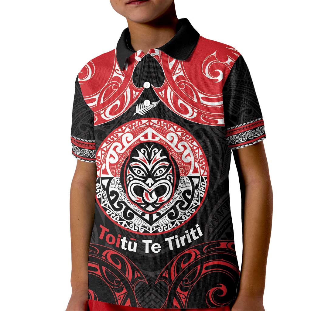Aotearoa Toitu Te Tiriti Kid Polo Shirt Haka Tiki Honour The Treaty - Vibe Hoodie Shop