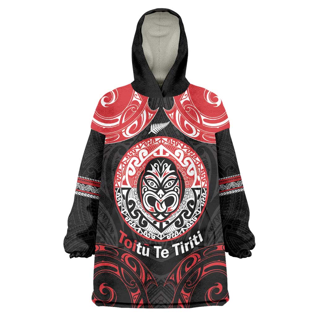 Aotearoa Toitu Te Tiriti Wearable Blanket Hoodie Haka Tiki Honour The Treaty - Vibe Hoodie Shop