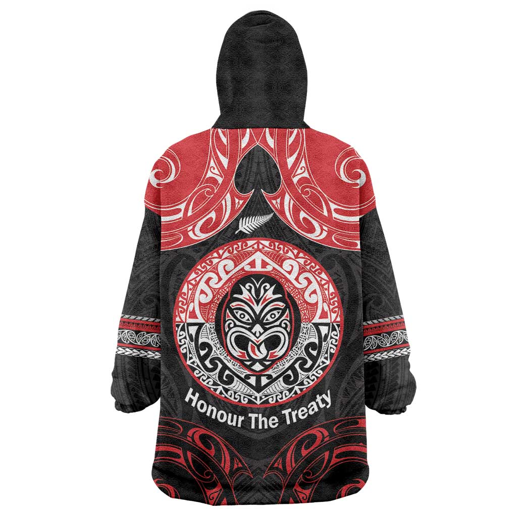 Aotearoa Toitu Te Tiriti Wearable Blanket Hoodie Haka Tiki Honour The Treaty - Vibe Hoodie Shop