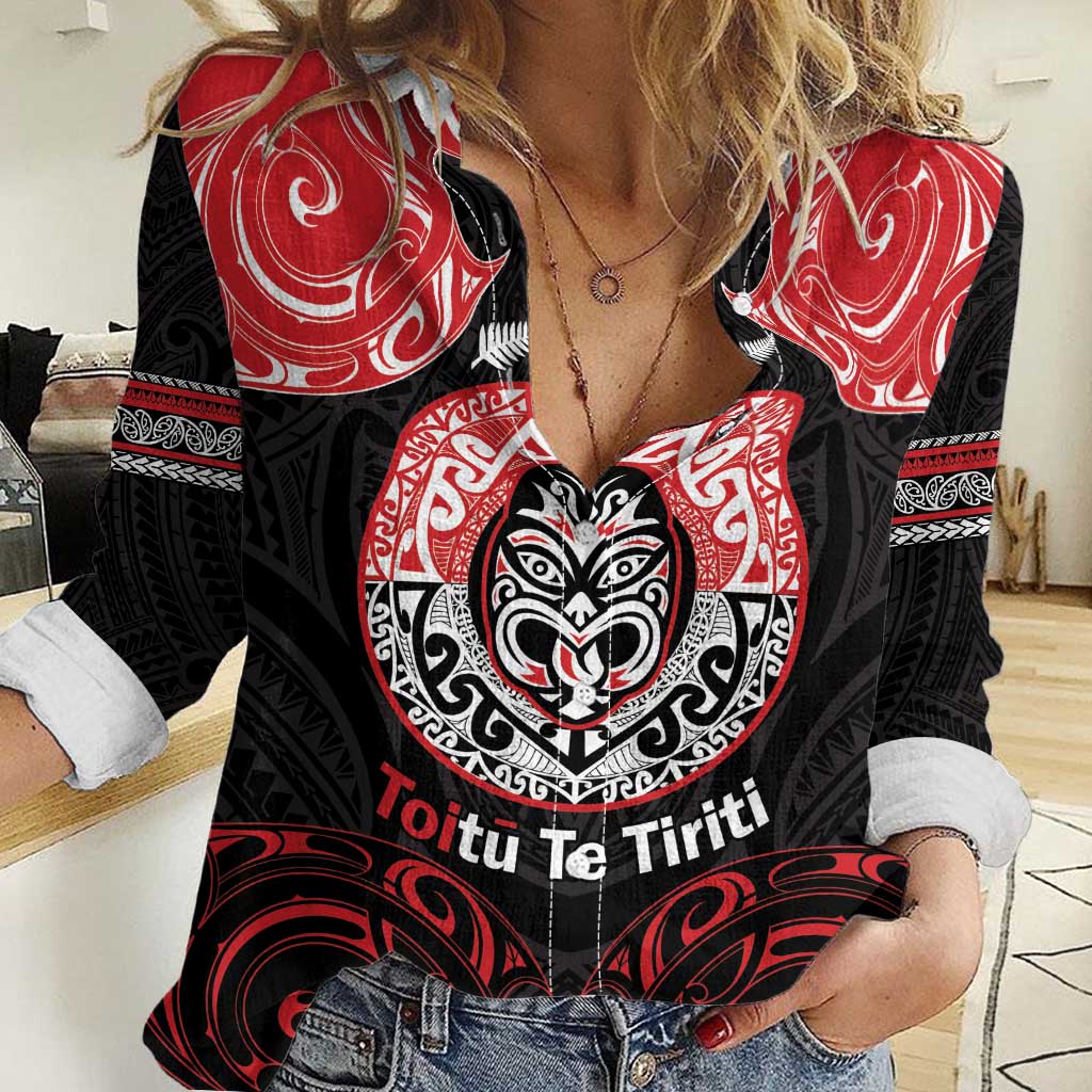 Aotearoa Toitu Te Tiriti Women Casual Shirt Haka Tiki Honour The Treaty - Vibe Hoodie Shop