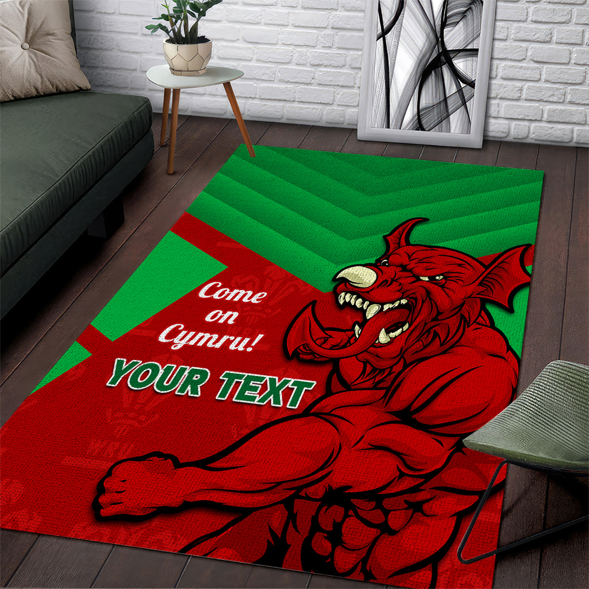 Custom Wales Rugby Area Rug 2024 Six Nations Come On Cymru Mascot Sporty - Vibe Hoodie Shop