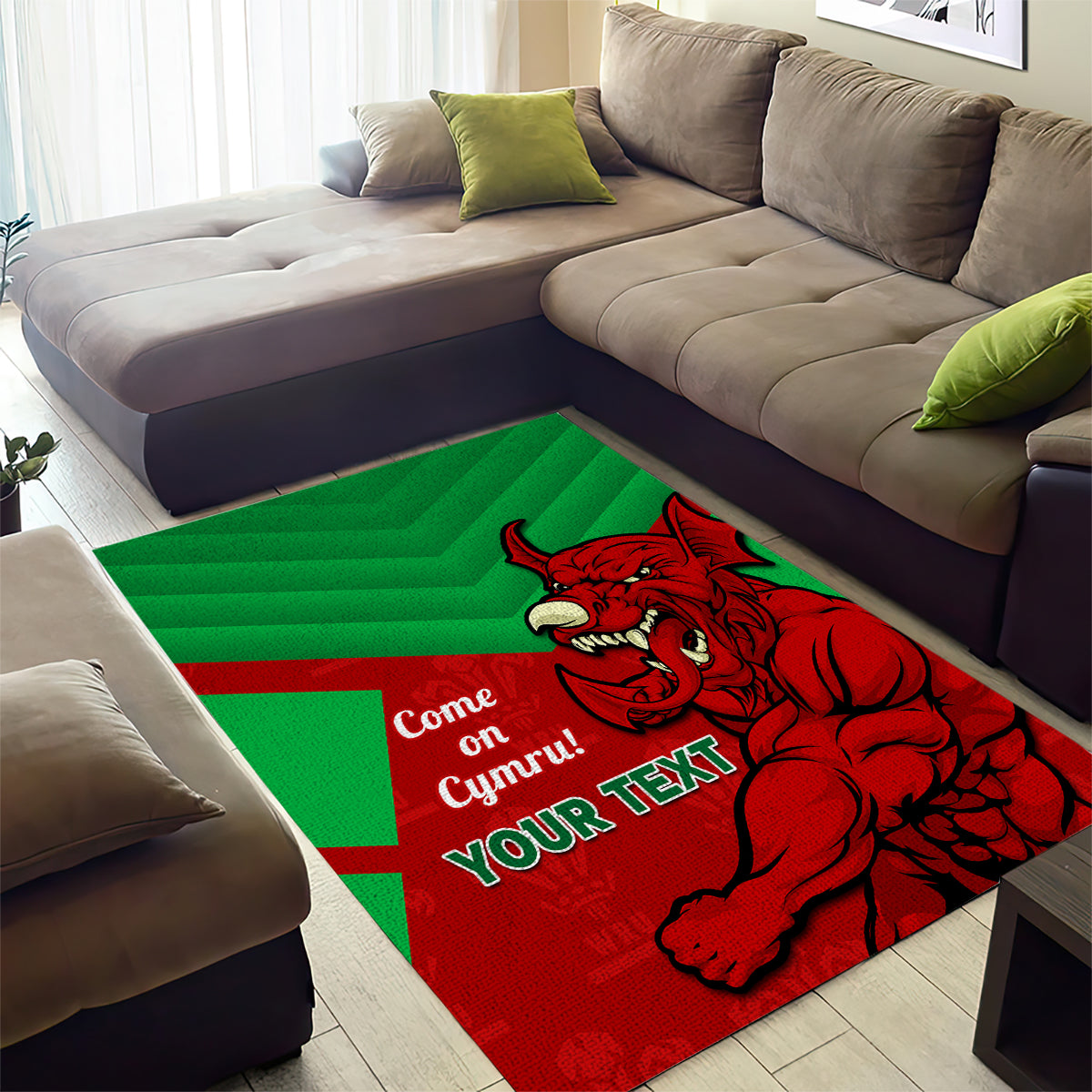 Custom Wales Rugby Area Rug 2024 Six Nations Come On Cymru Mascot Sporty - Vibe Hoodie Shop