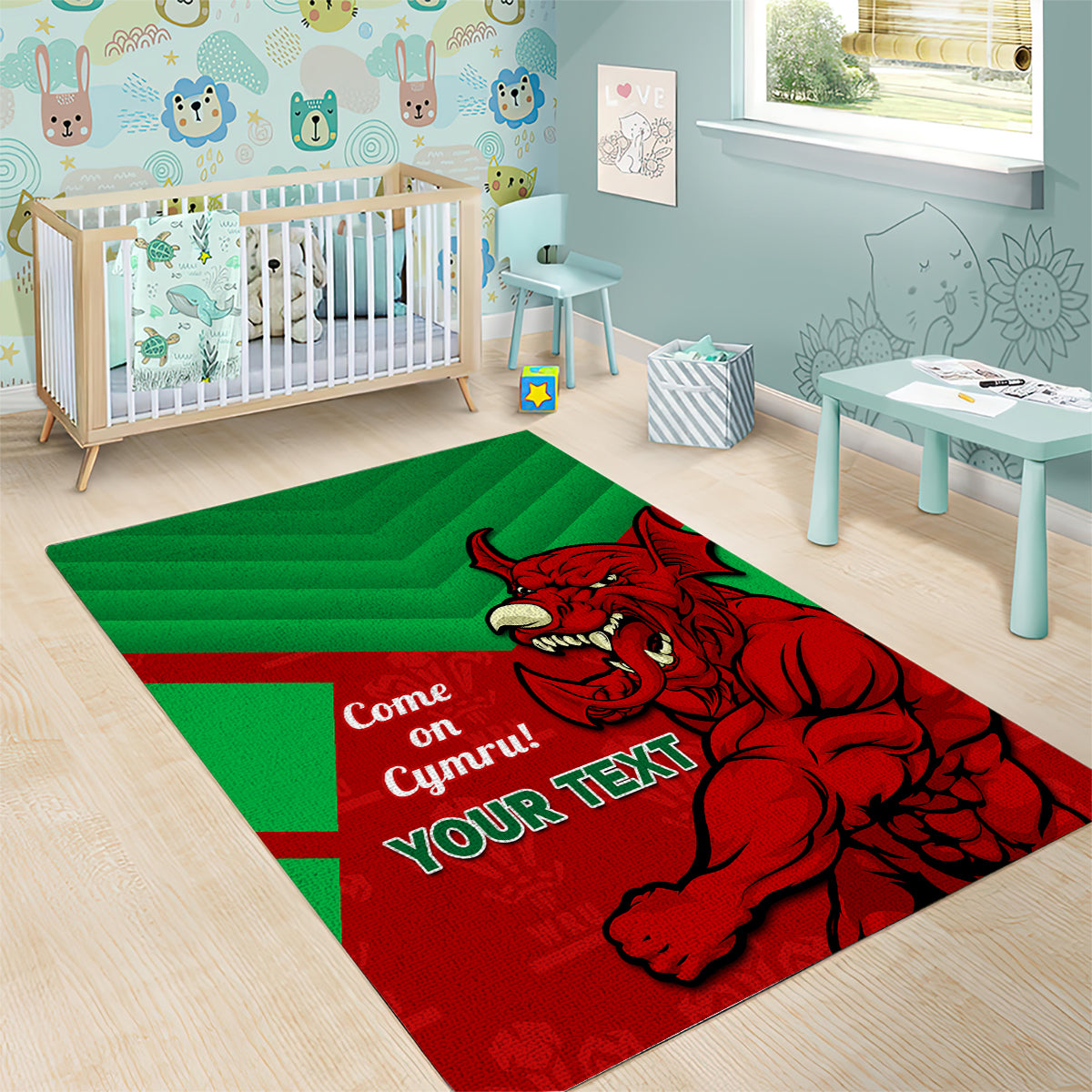 Custom Wales Rugby Area Rug 2024 Six Nations Come On Cymru Mascot Sporty - Vibe Hoodie Shop