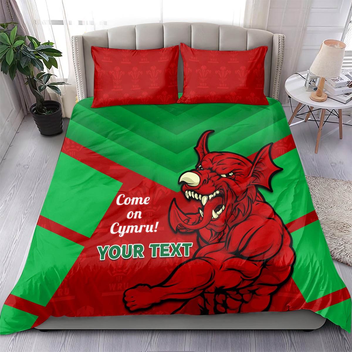 Custom Wales Rugby Bedding Set 2024 Six Nations Come On Cymru Mascot Sporty - Vibe Hoodie Shop