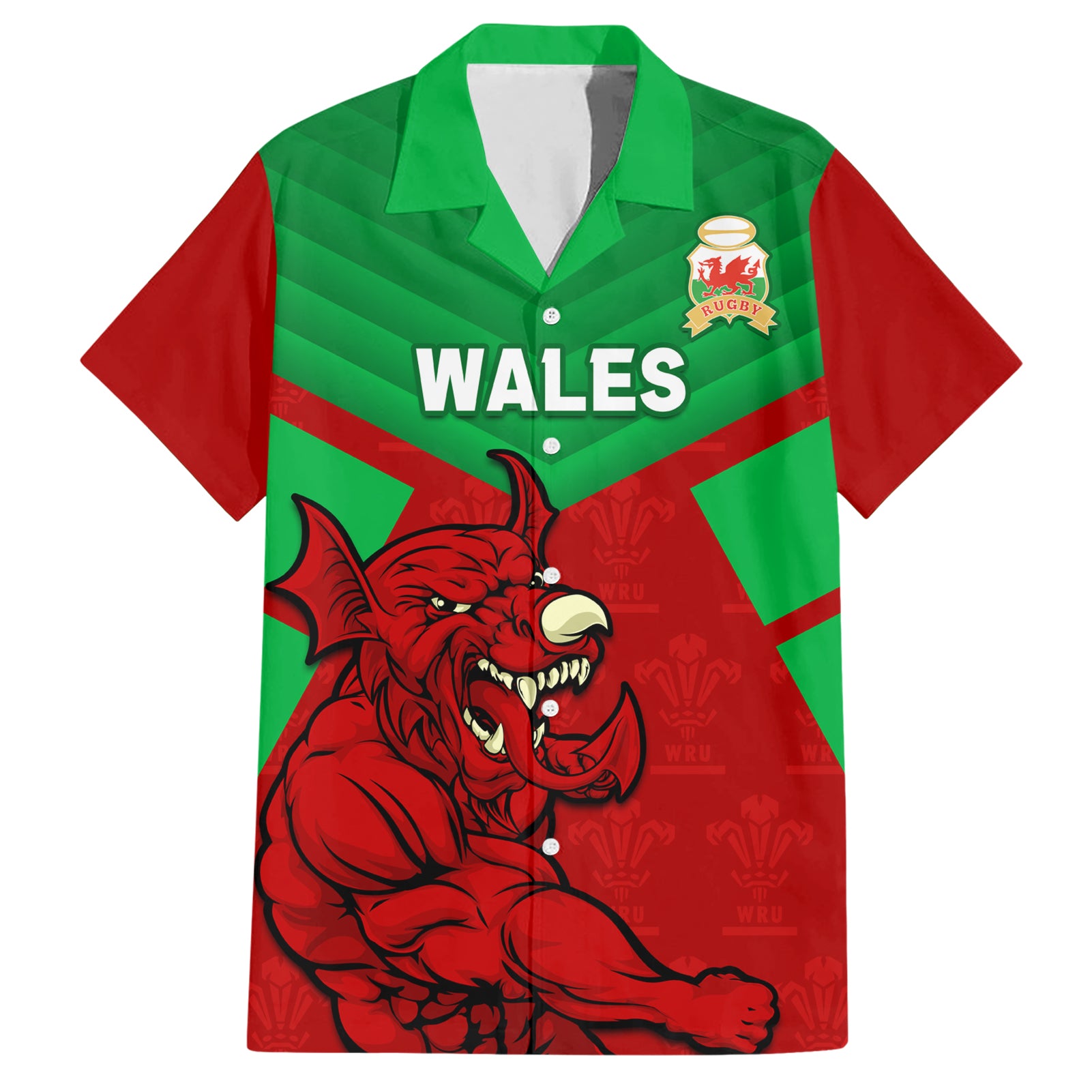 Custom Wales Rugby Hawaiian Shirt 2024 Six Nations Come On Cymru Mascot Sporty - Vibe Hoodie Shop
