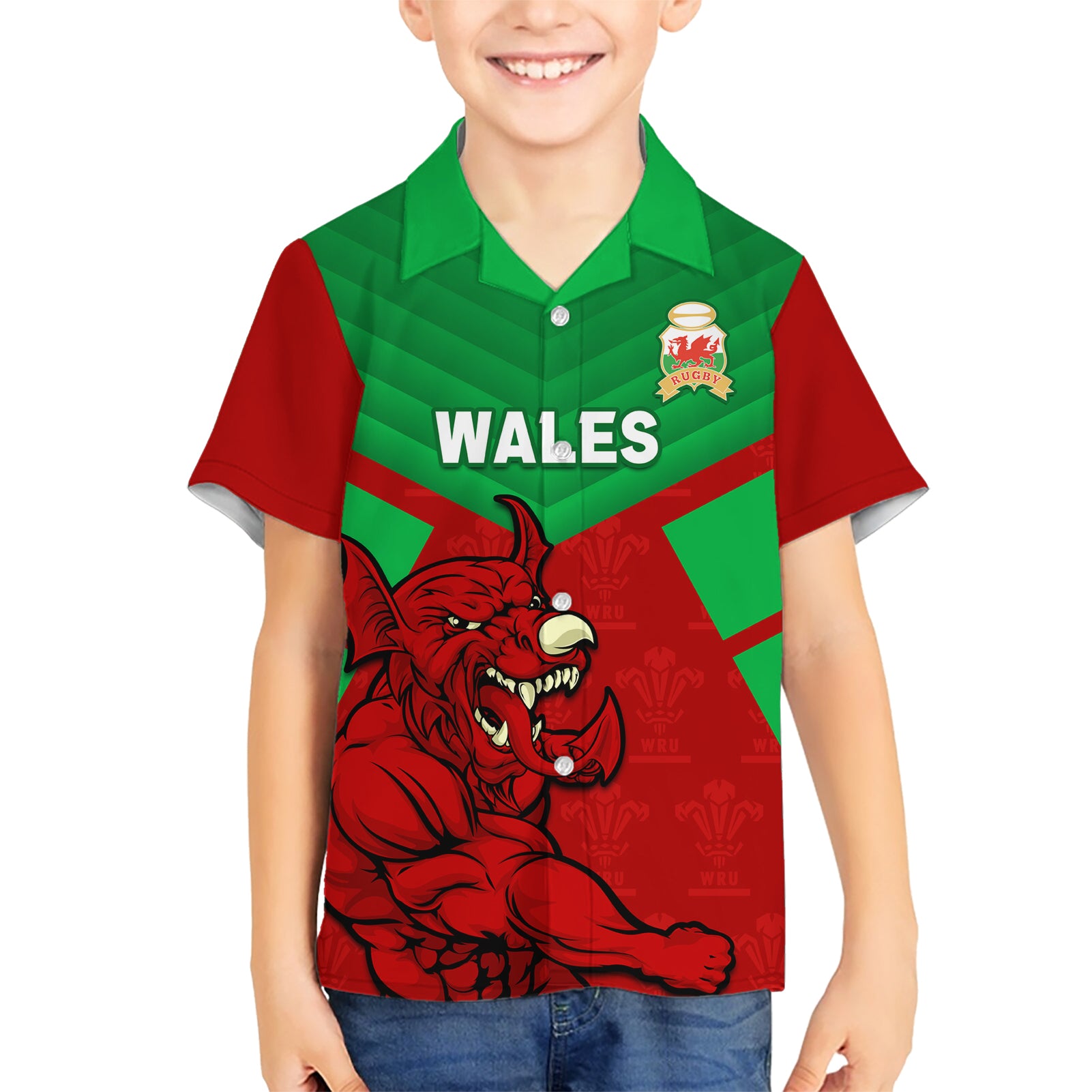 Custom Wales Rugby Hawaiian Shirt 2024 Six Nations Come On Cymru Mascot Sporty - Vibe Hoodie Shop