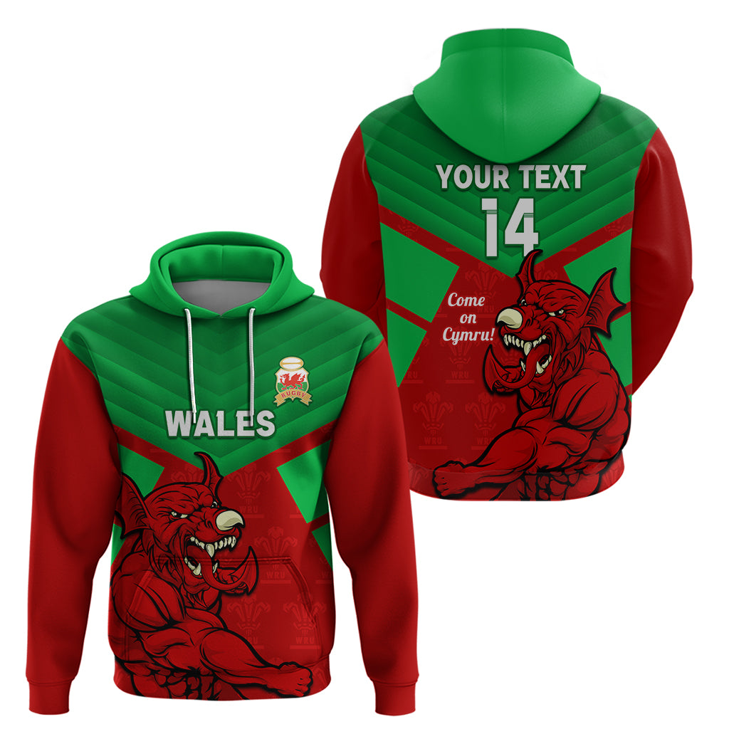 Custom Wales Rugby Hoodie 2024 Six Nations Come On Cymru Mascot Sporty - Vibe Hoodie Shop