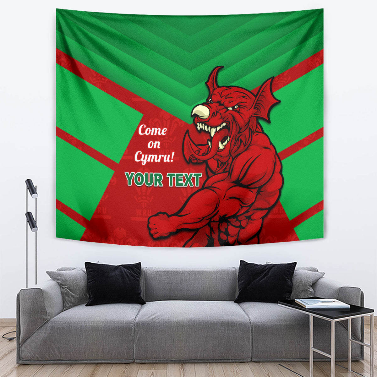 Custom Wales Rugby Tapestry 2024 Six Nations Come On Cymru Mascot Sporty - Vibe Hoodie Shop