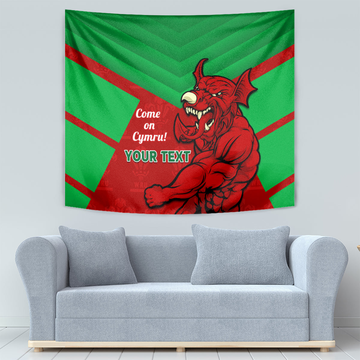 Custom Wales Rugby Tapestry 2024 Six Nations Come On Cymru Mascot Sporty - Vibe Hoodie Shop