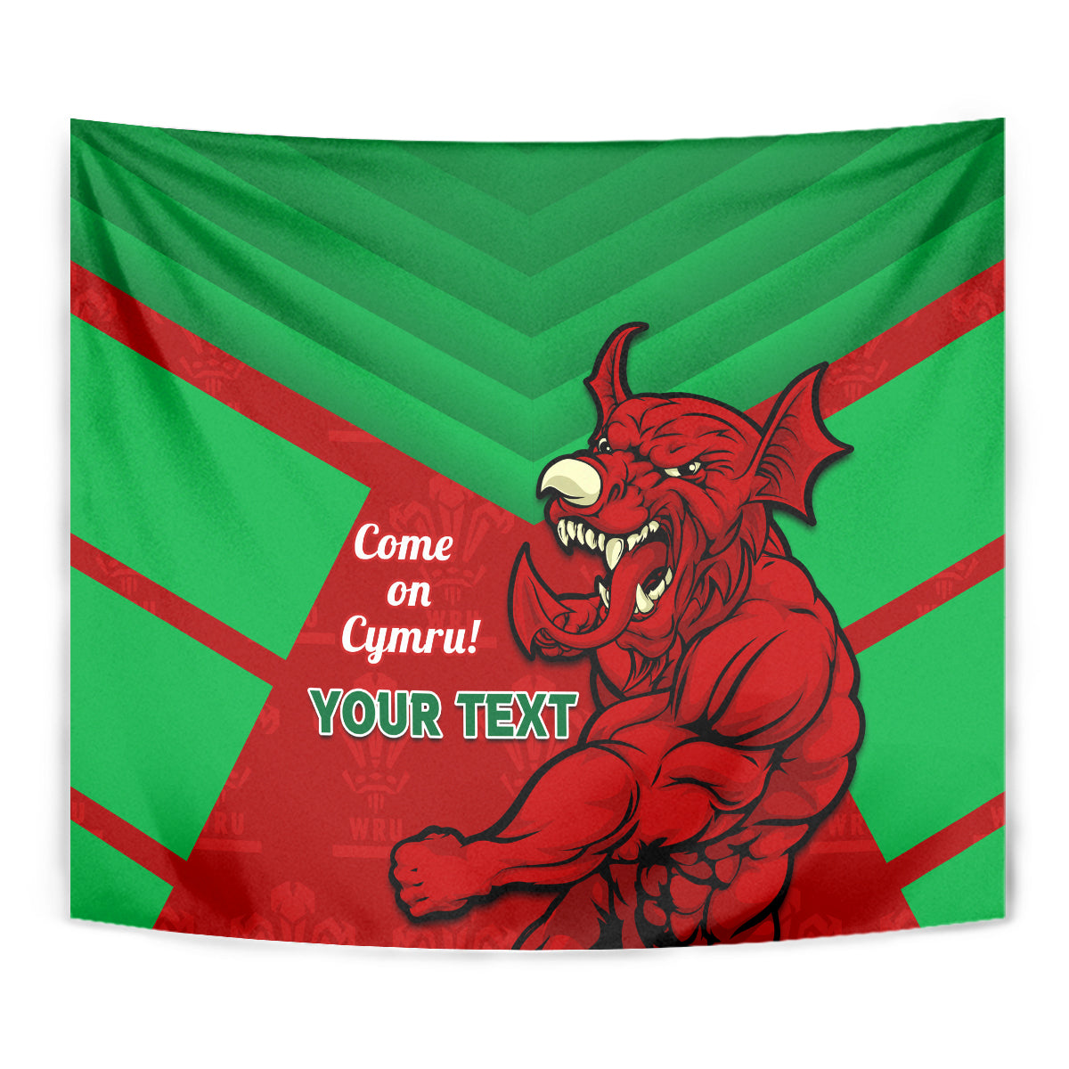 Custom Wales Rugby Tapestry 2024 Six Nations Come On Cymru Mascot Sporty - Vibe Hoodie Shop