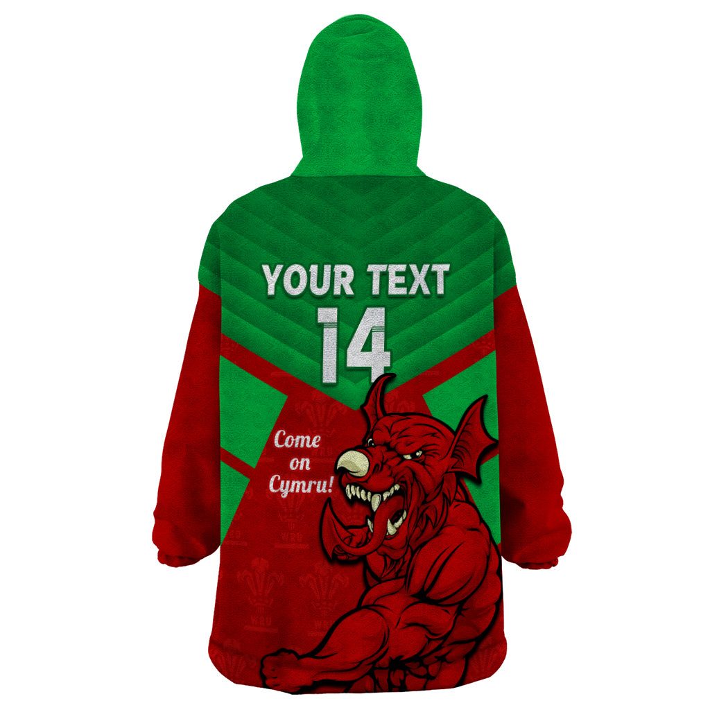 Custom Wales Rugby Wearable Blanket Hoodie 2024 Six Nations Come On Cymru Mascot Sporty - Vibe Hoodie Shop