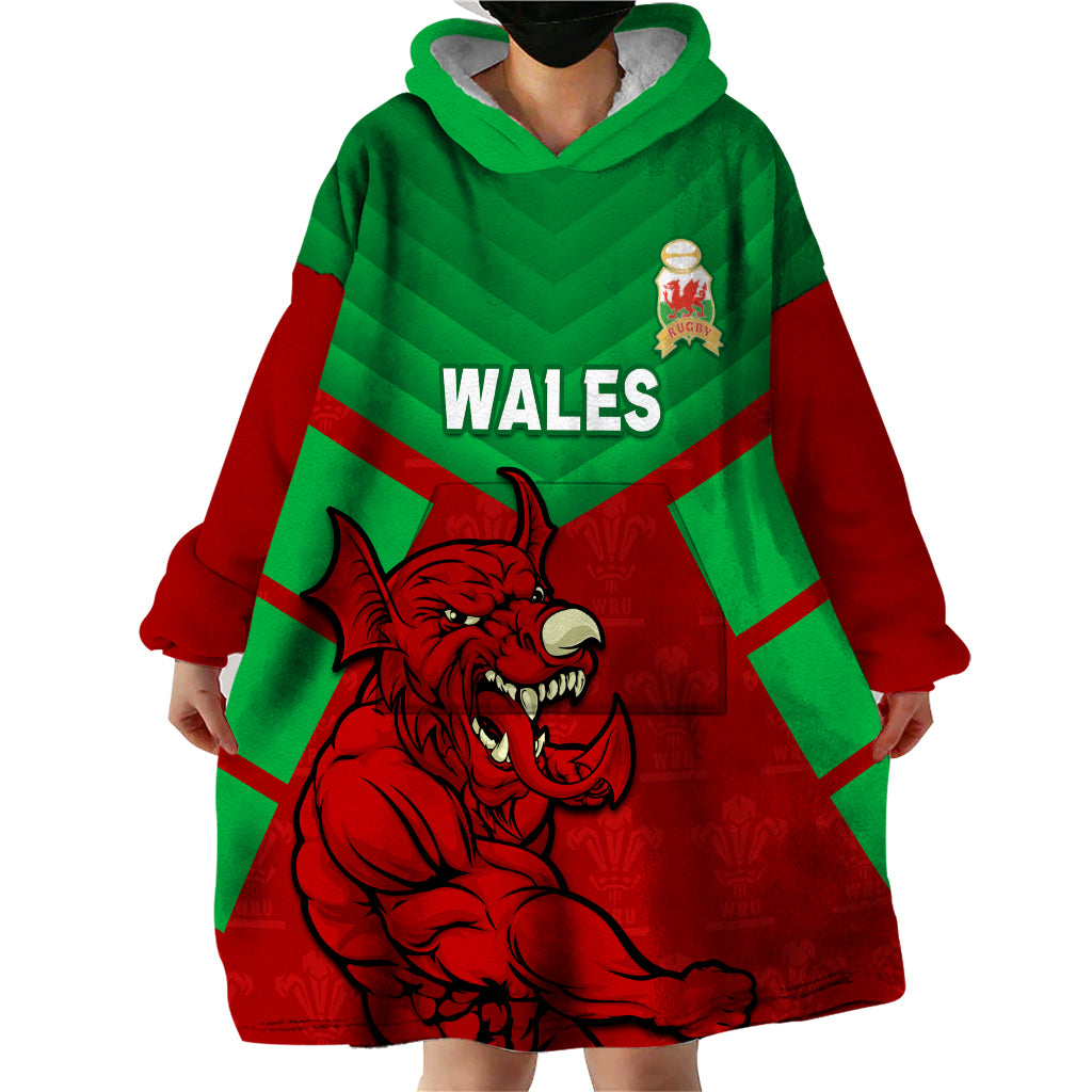 Custom Wales Rugby Wearable Blanket Hoodie 2024 Six Nations Come On Cymru Mascot Sporty - Vibe Hoodie Shop