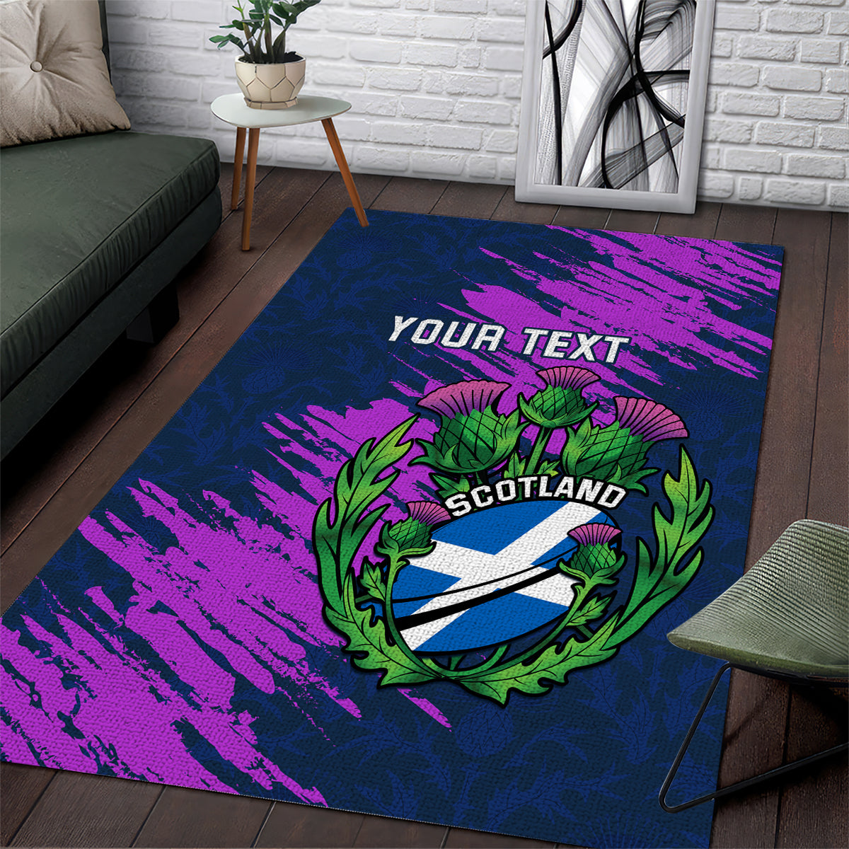 Custom Scotland Rugby Area Rug 2024 Six Nations Go Scottish Thistle - Vibe Hoodie Shop