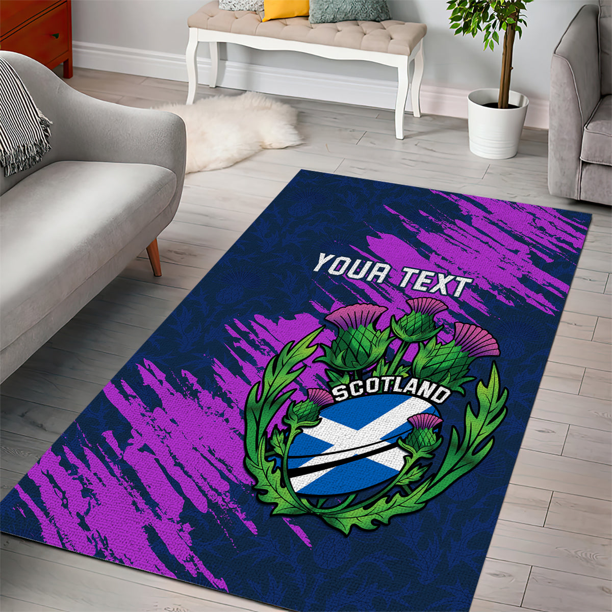 Custom Scotland Rugby Area Rug 2024 Six Nations Go Scottish Thistle - Vibe Hoodie Shop