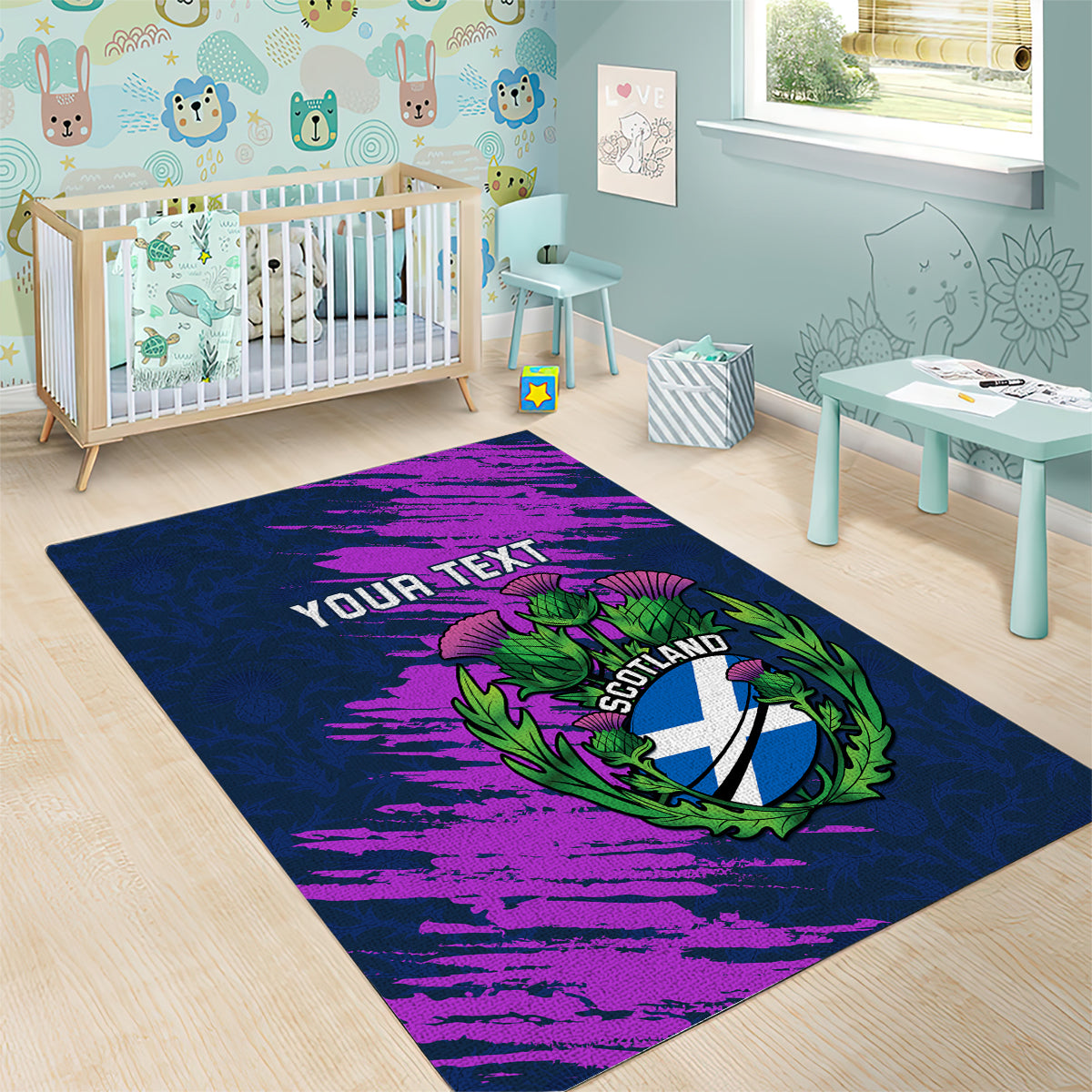 Custom Scotland Rugby Area Rug 2024 Six Nations Go Scottish Thistle - Vibe Hoodie Shop