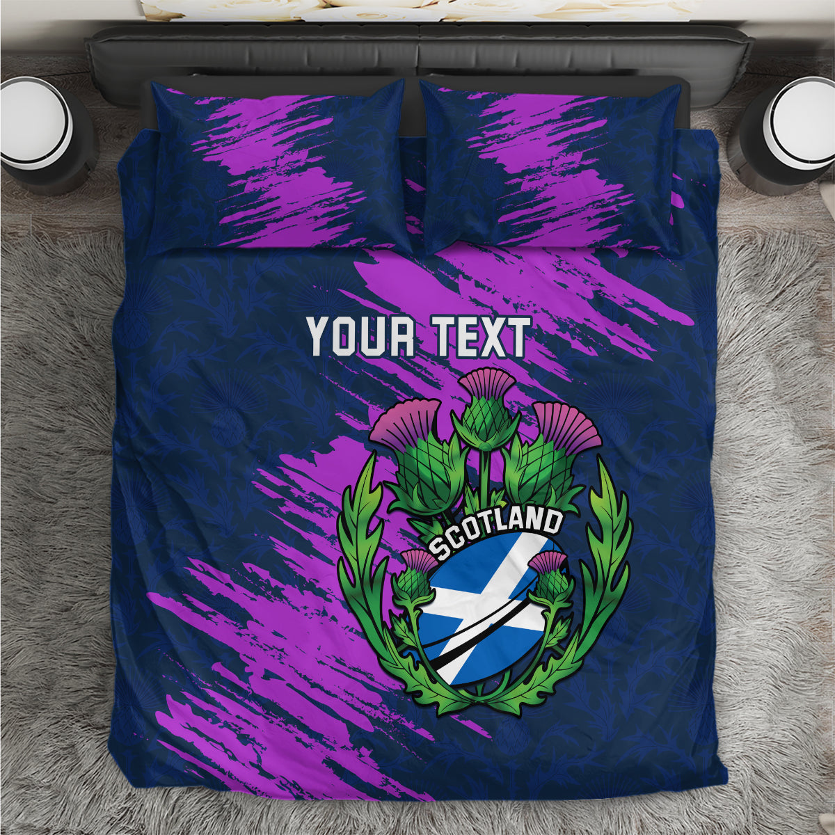 Custom Scotland Rugby Bedding Set 2024 Six Nations Go Scottish Thistle - Vibe Hoodie Shop