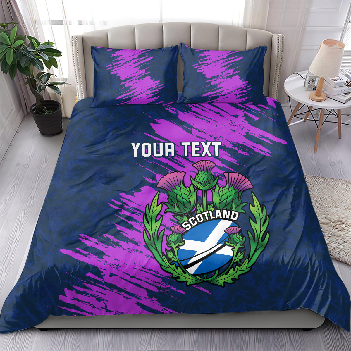 Custom Scotland Rugby Bedding Set 2024 Six Nations Go Scottish Thistle - Vibe Hoodie Shop