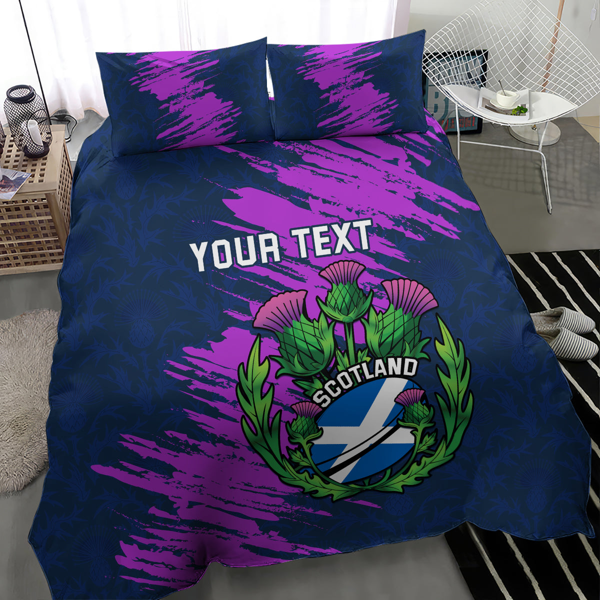 Custom Scotland Rugby Bedding Set 2024 Six Nations Go Scottish Thistle - Vibe Hoodie Shop