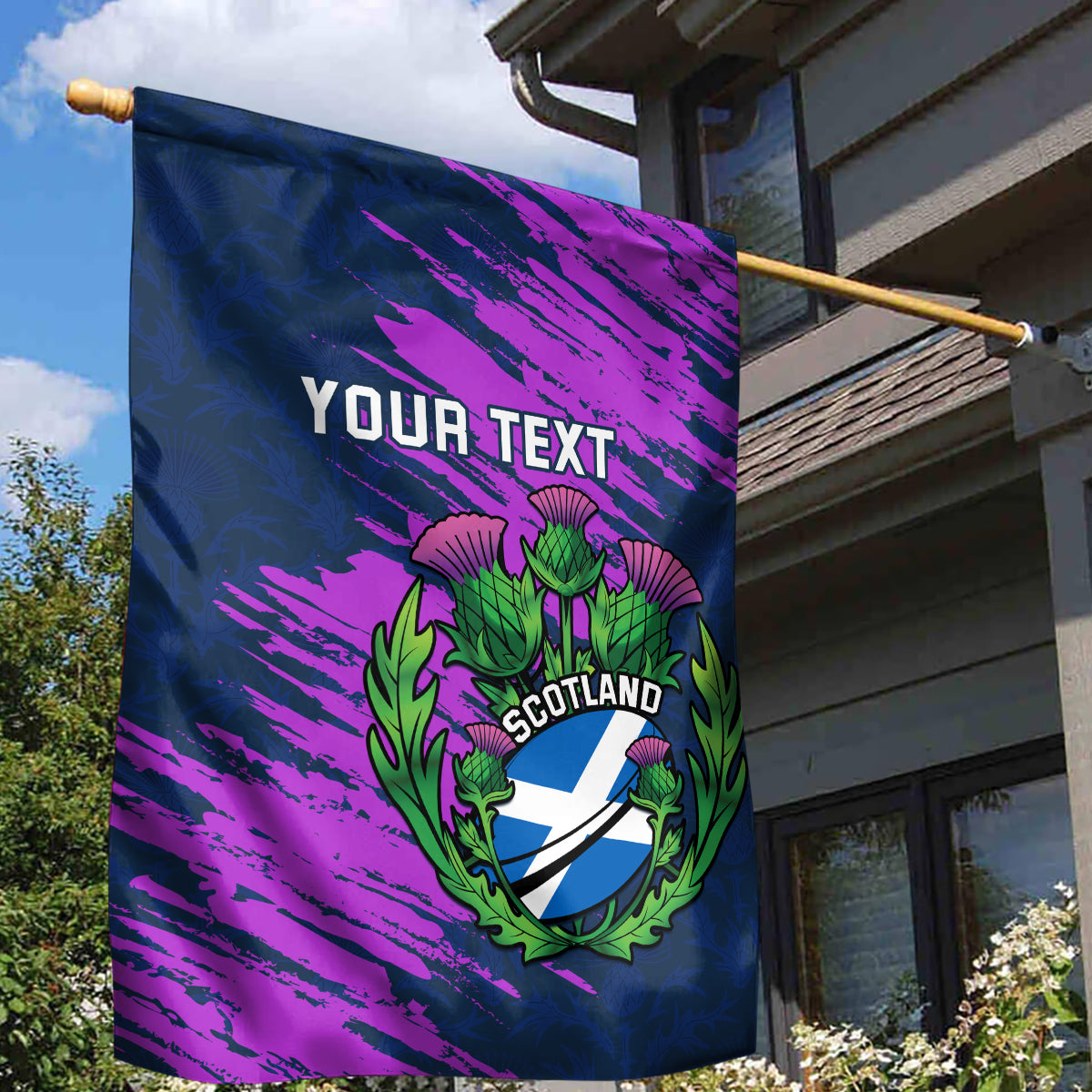 Custom Scotland Rugby Garden Flag 2024 Six Nations Go Scottish Thistle - Vibe Hoodie Shop