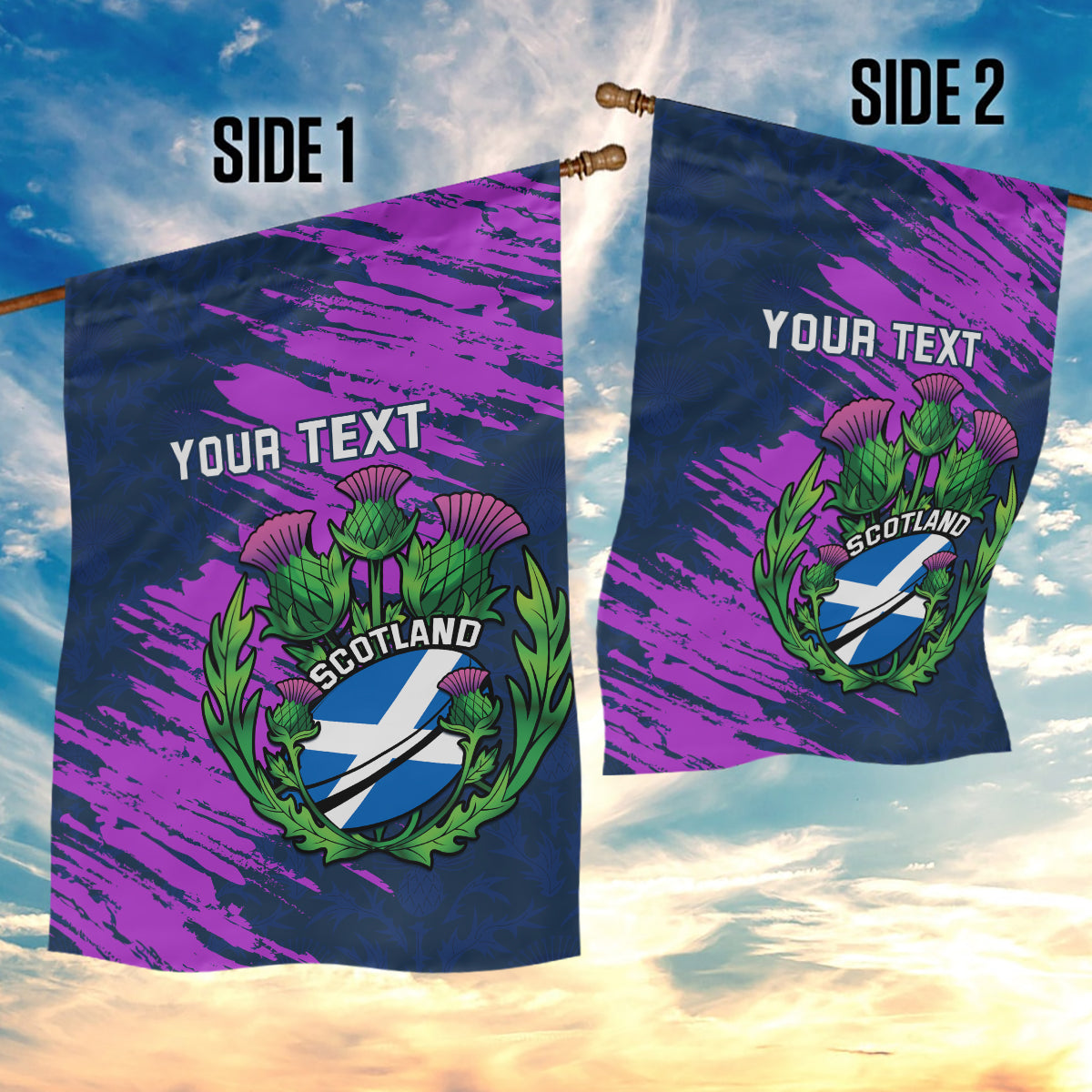 Custom Scotland Rugby Garden Flag 2024 Six Nations Go Scottish Thistle - Vibe Hoodie Shop