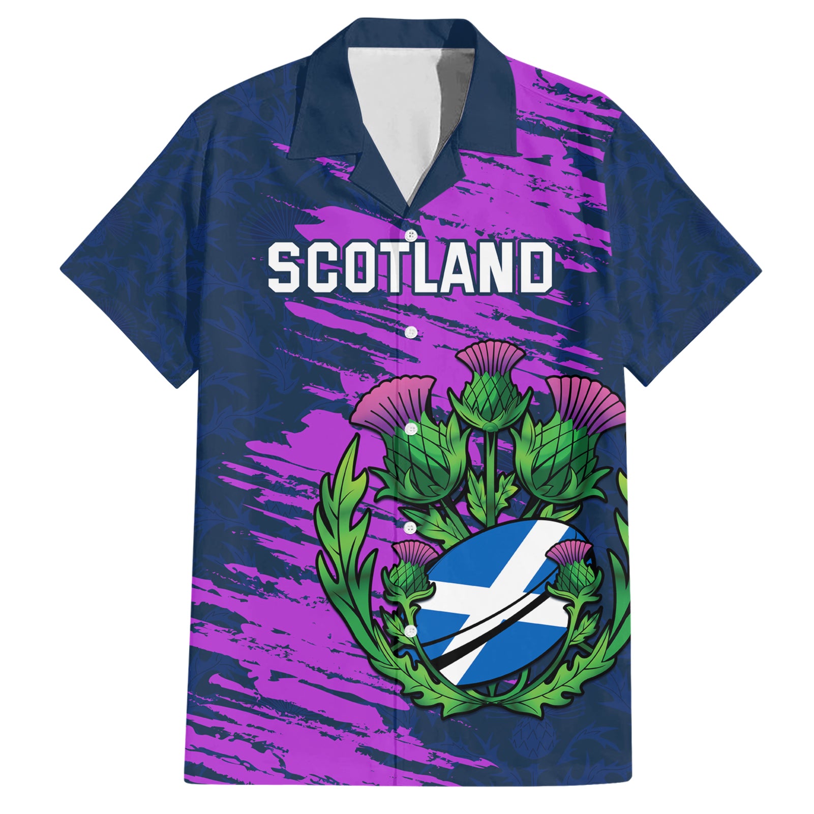Custom Scotland Rugby Hawaiian Shirt 2024 Six Nations Go Scottish Thistle - Vibe Hoodie Shop