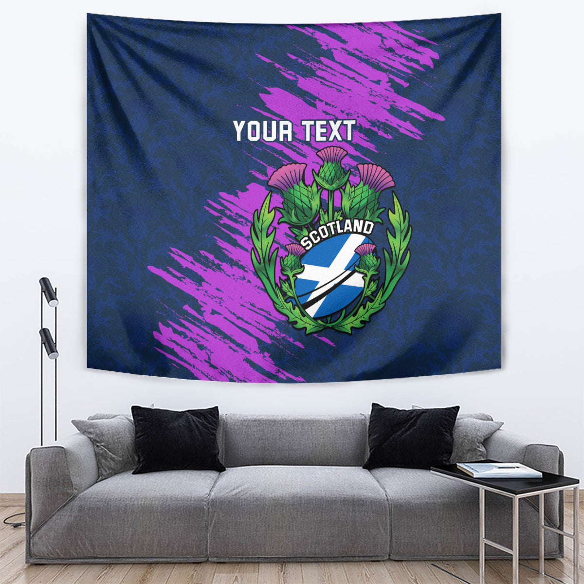 Custom Scotland Rugby Tapestry 2024 Six Nations Go Scottish Thistle - Vibe Hoodie Shop