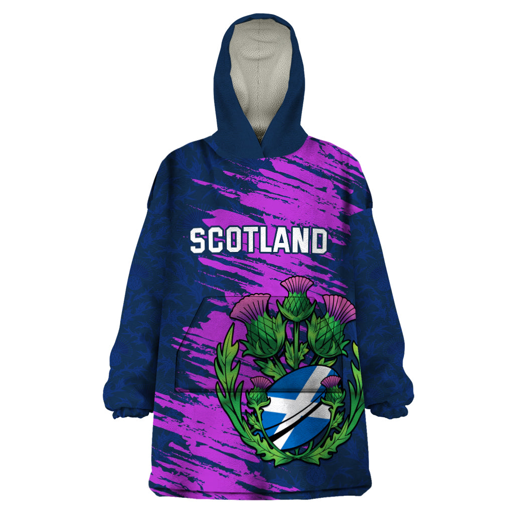 Custom Scotland Rugby Wearable Blanket Hoodie 2024 Six Nations Go Scottish Thistle - Vibe Hoodie Shop