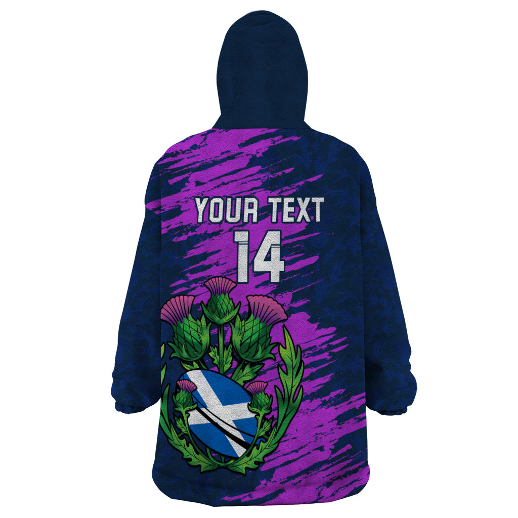 Custom Scotland Rugby Wearable Blanket Hoodie 2024 Six Nations Go Scottish Thistle - Vibe Hoodie Shop