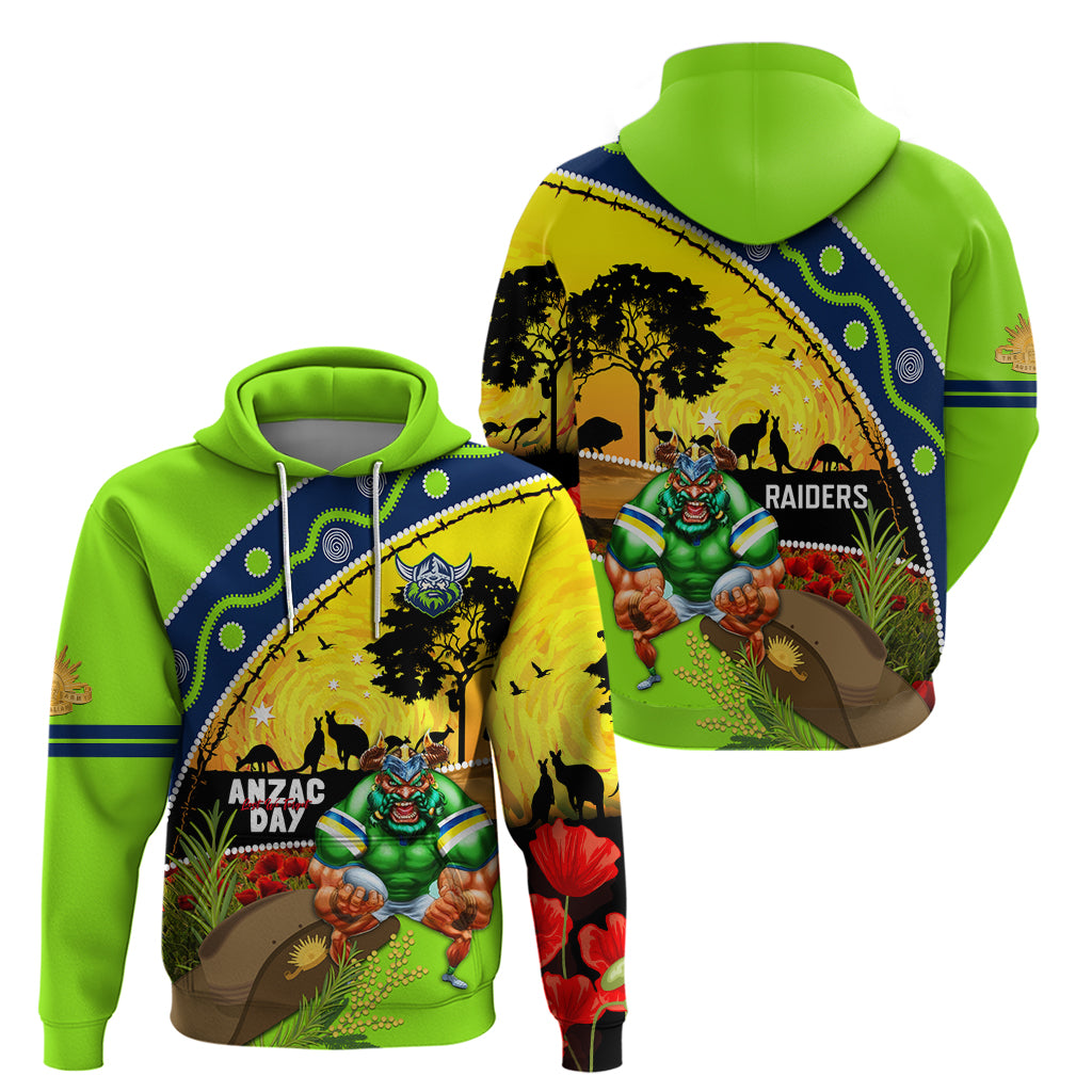 Raiders Rugby ANZAC Day Hoodie Green Machine Mascot Rosemary Starry Night - Vibe Hoodie Shop