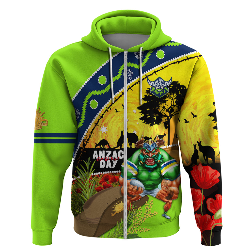 Raiders Rugby ANZAC Day Hoodie Green Machine Mascot Rosemary Starry Night - Vibe Hoodie Shop